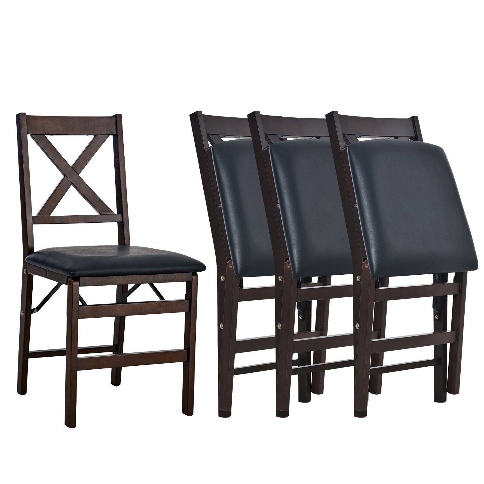Foldable Solid Wood Cross-Back Dining Chairs Set of 2