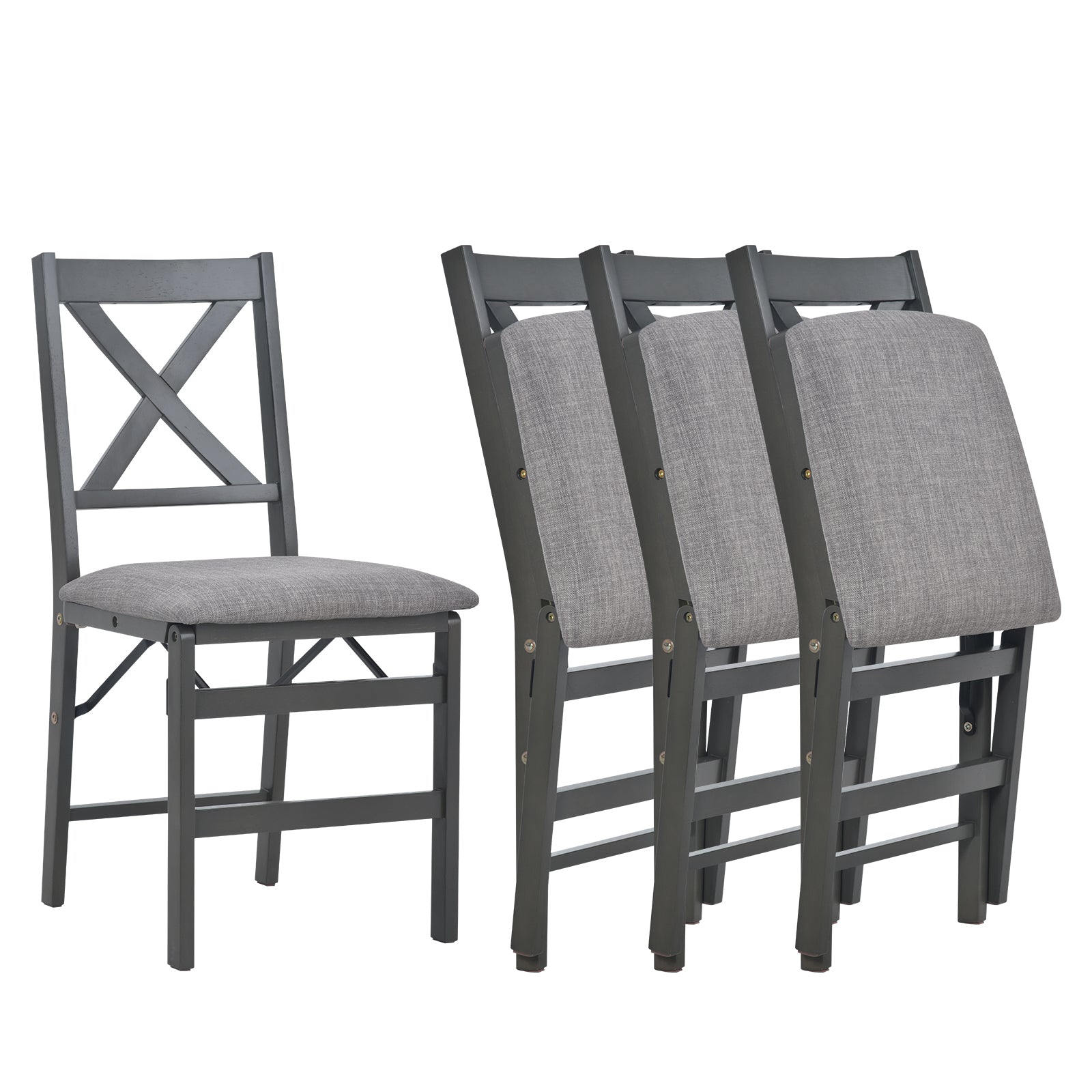 Foldable Solid Wood Cross-Back Dining Chairs Set of 2