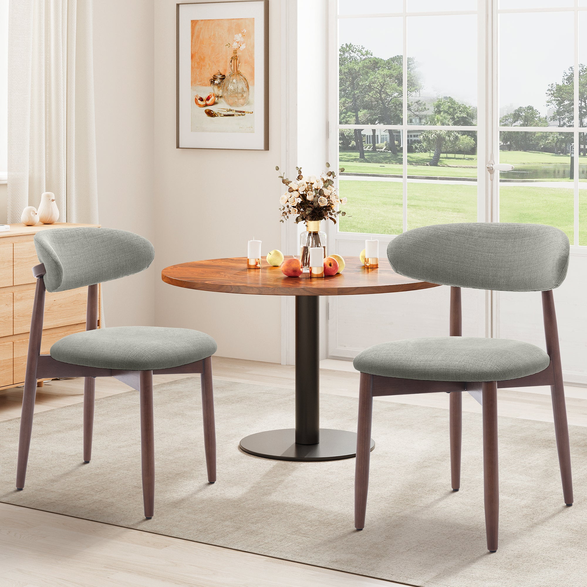 AFO Upholstered Dining Chairs – Fabric Seat, Solid Wood Frame