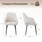 AFO Modern Chenille Dining Chair with Metal Legs & Ergonomic Back