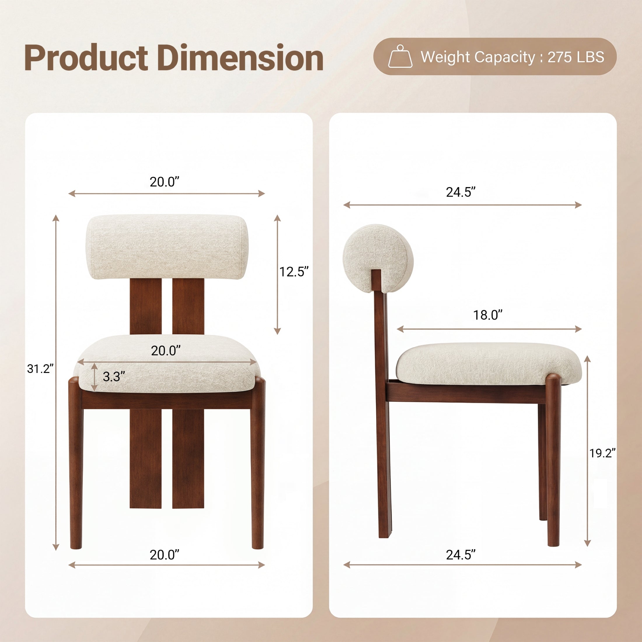 Upholstered Modern Dining Chair, Kitchen Side Chair for Dining Room and Restaurant