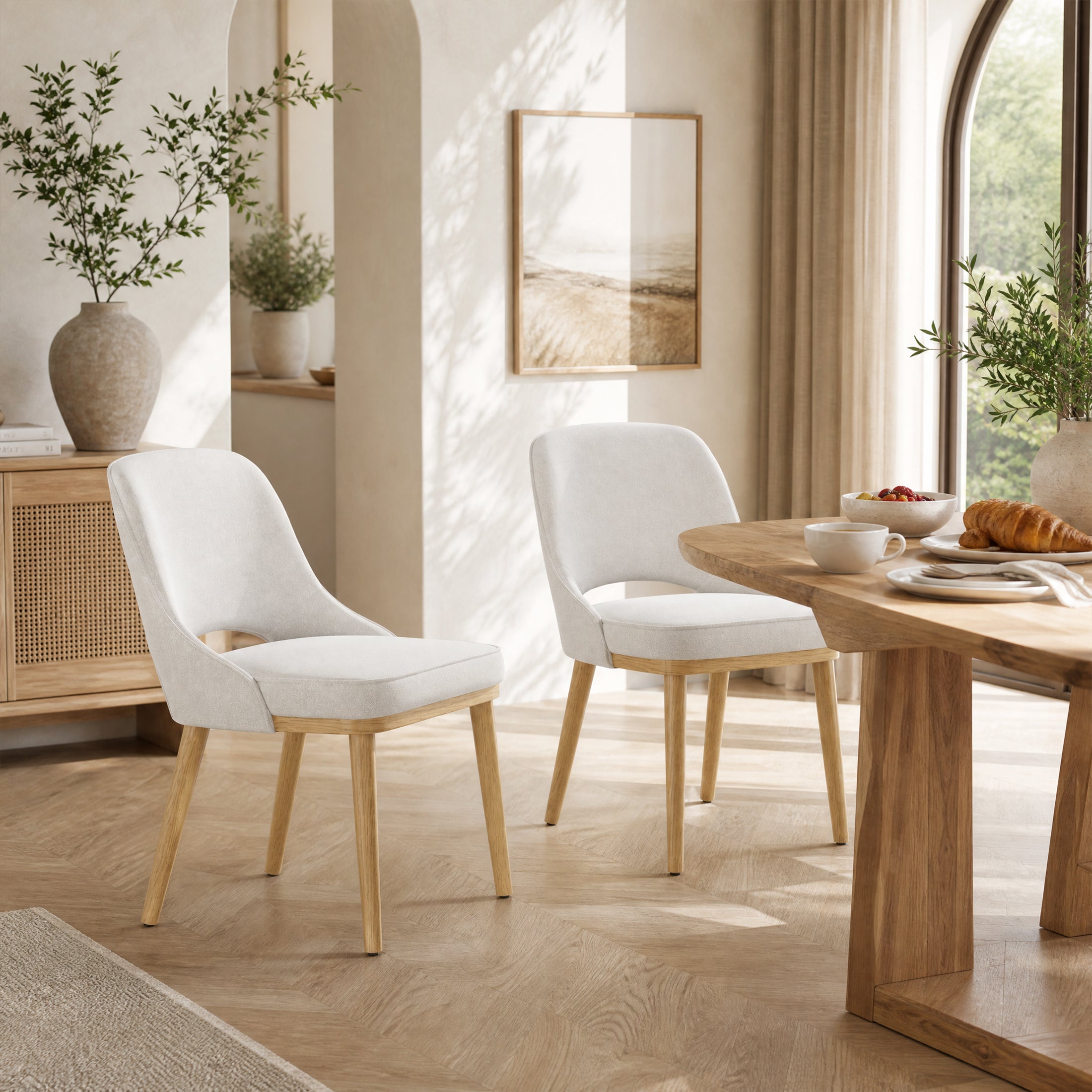 Upholstered Mid-Century Dining Chair, Modern Kitchen Side Chair for Dining Room and Restaurant