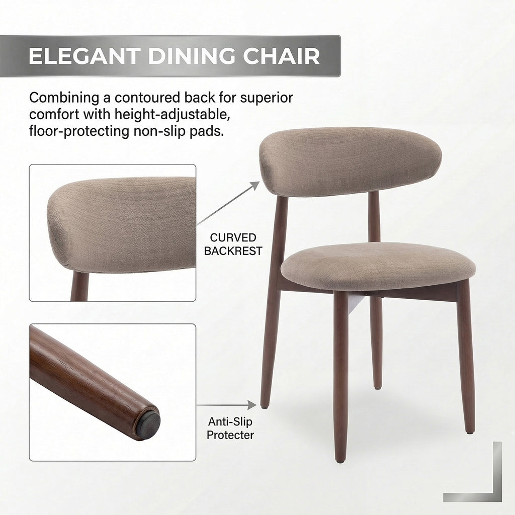 AFO Upholstered Dining Chairs – Fabric Seat, Solid Wood Frame