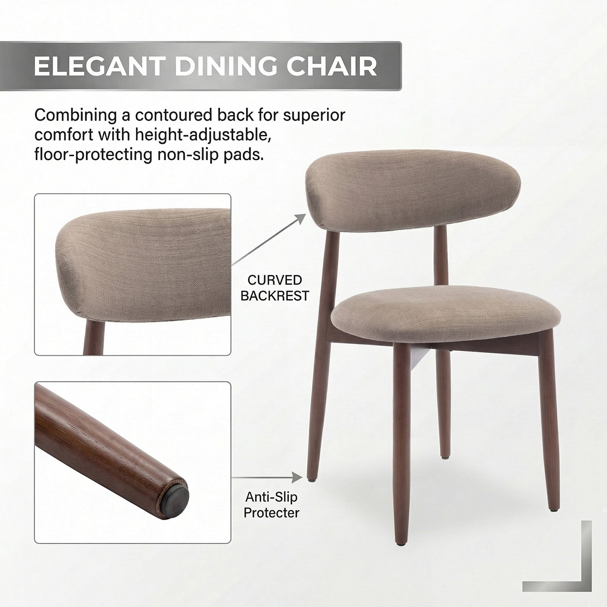 AFO Upholstered Dining Chairs – Fabric Seat, Solid Wood Frame