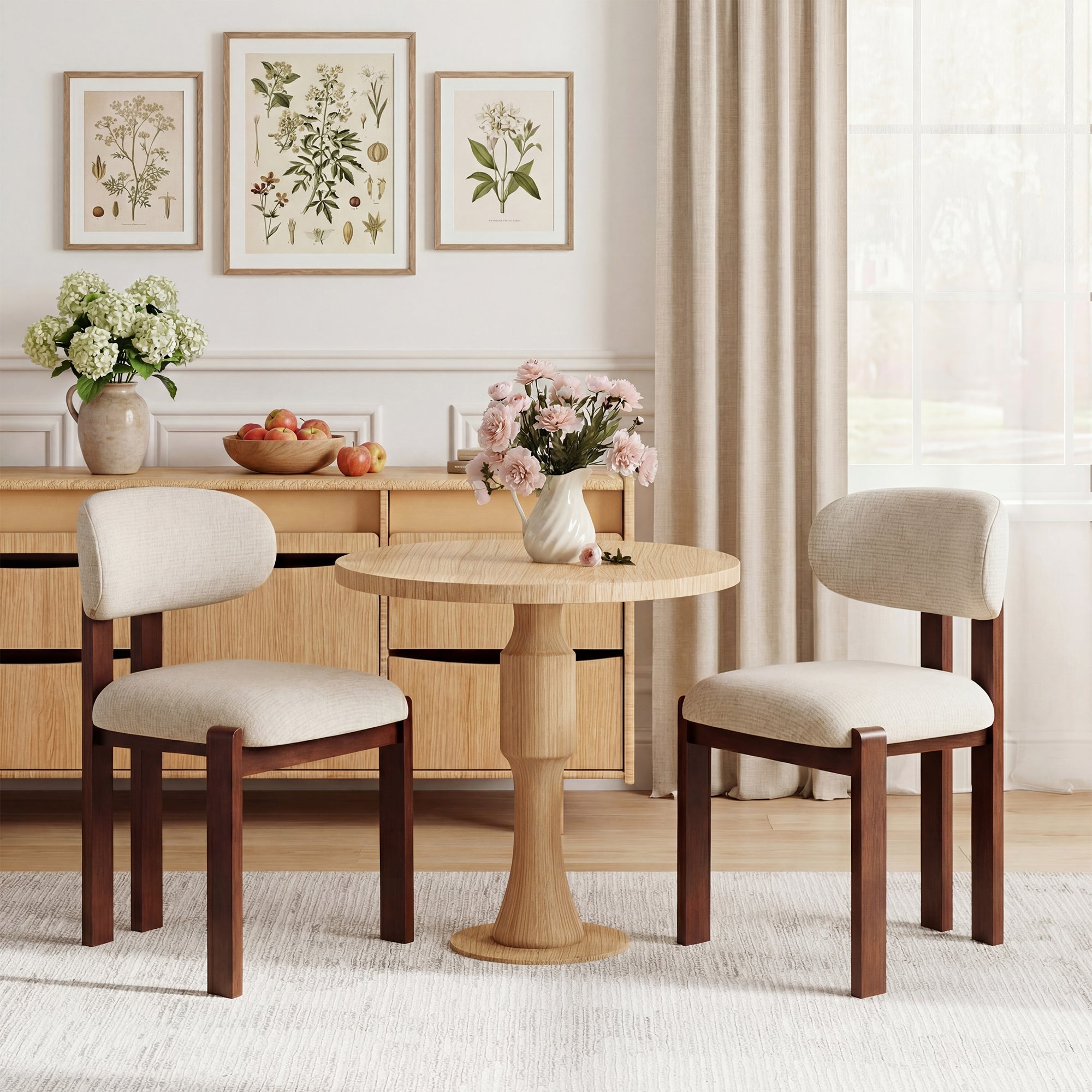 AFO Upholstered Dining Chairs with Wooden Legs