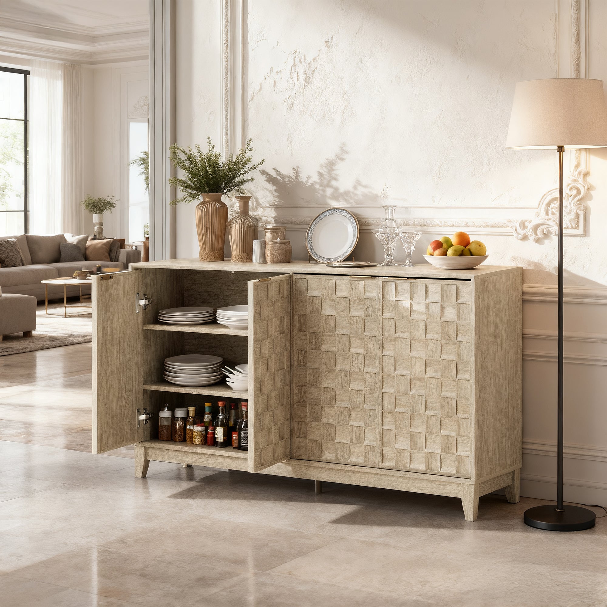 AFO 60'' Wide Sideboard Buffet with Adjustable Shelves