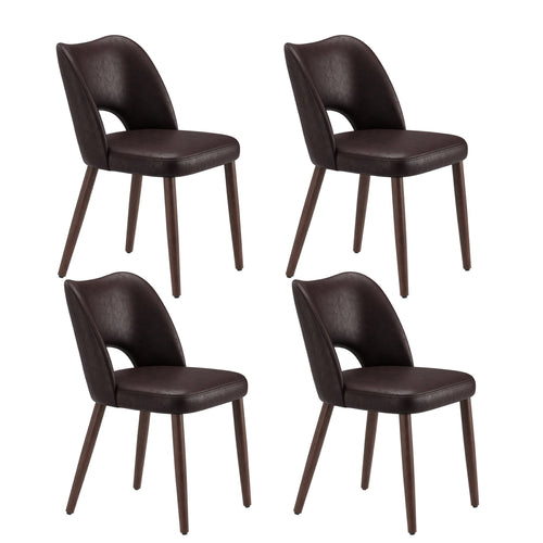 AFO Faux Leather Dining Chairs, Ergonomic Curved Kitchen Side Chairs with Solid Wood Legs, For Dining Room, Living Room, Cafe & Kitchen