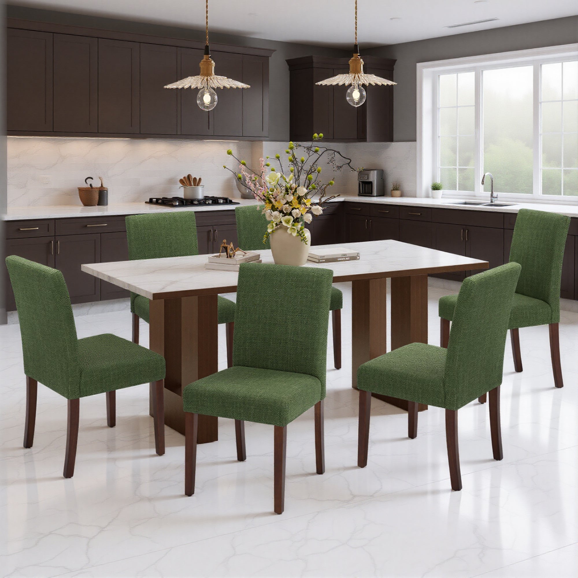 Upholstered Parsons Dining Chairs with Wood Legs and High Back for Kitchen, Dining Room, or Restaurant