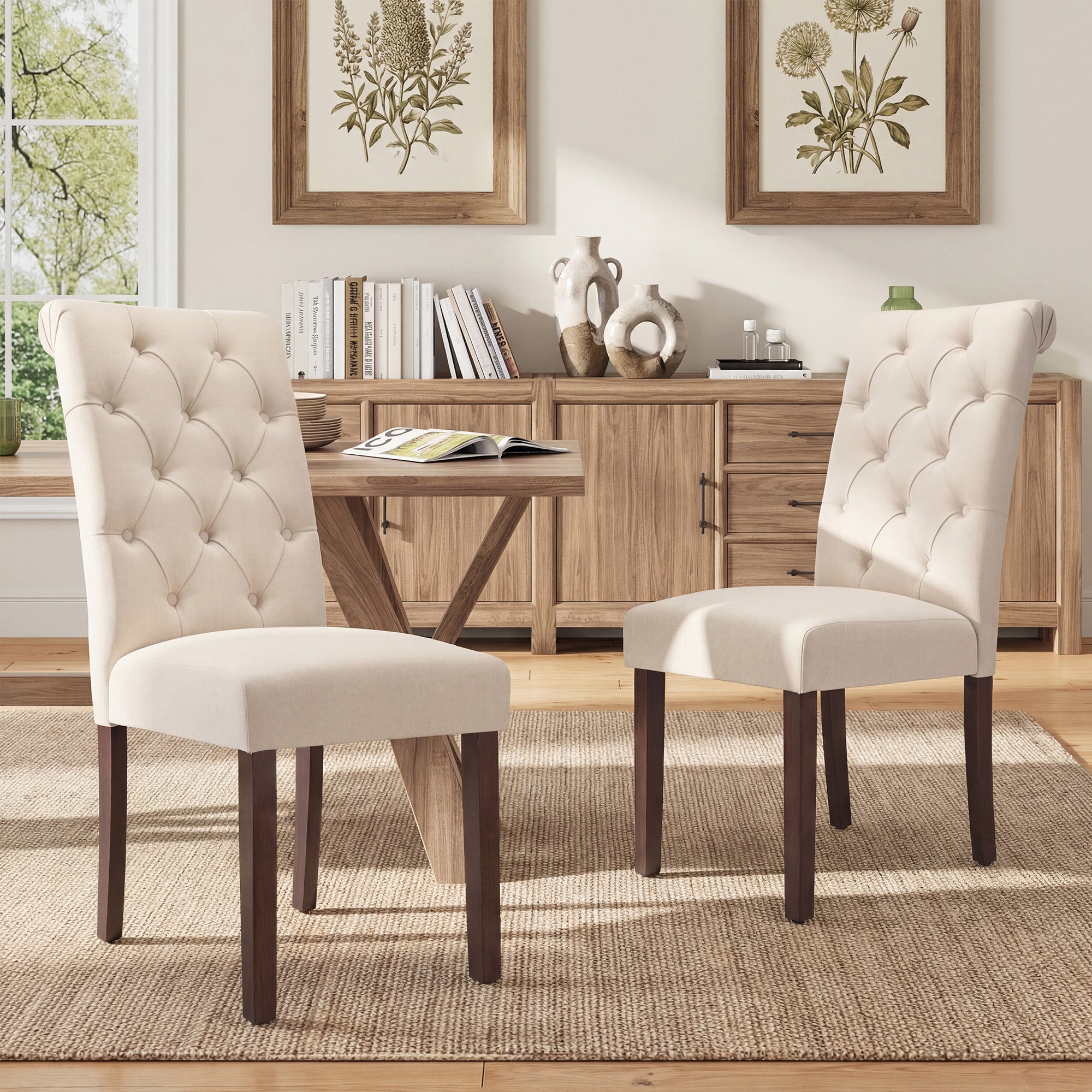 AFO Upholstered Button Tufted High Back Dining Chair