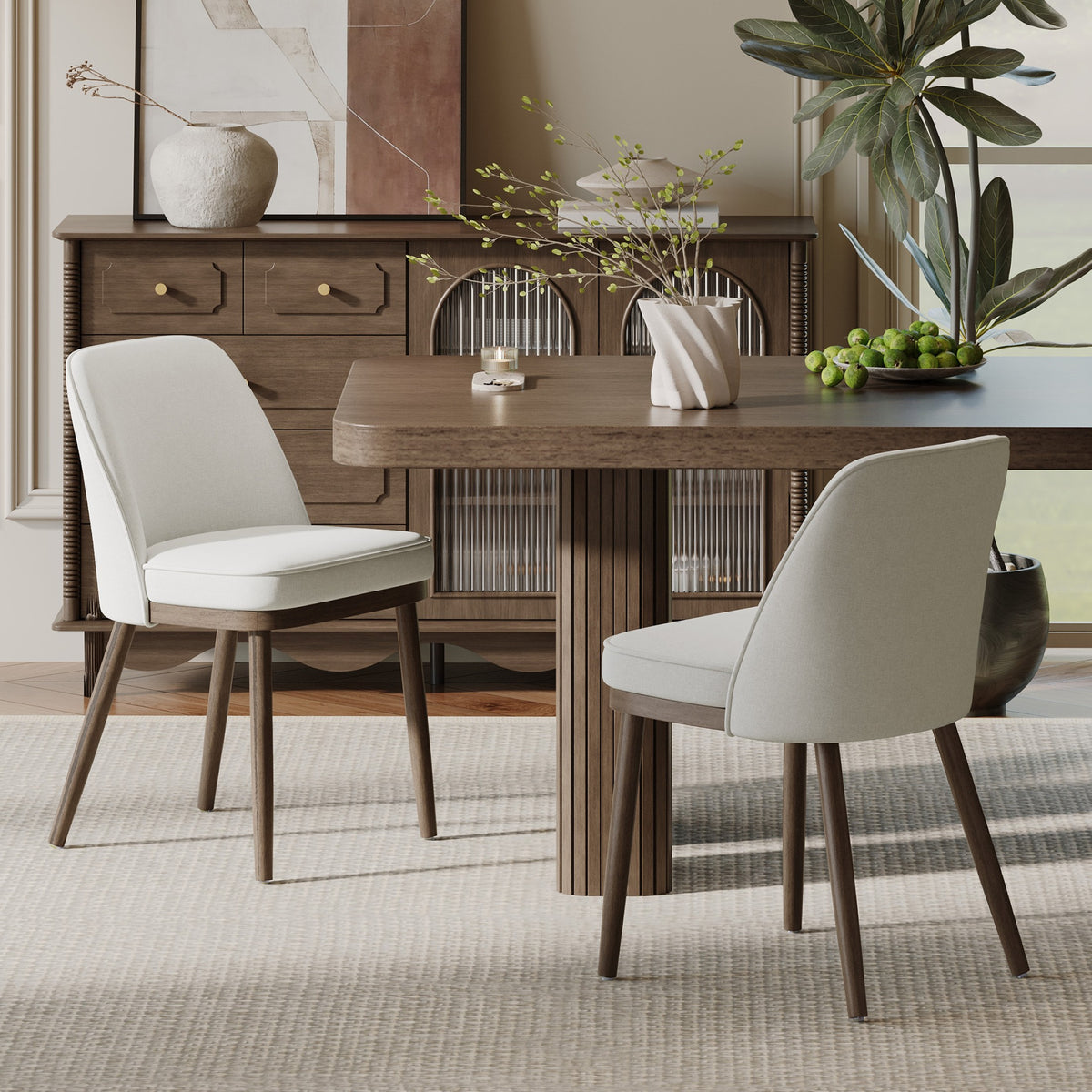 AFO Modern Dining Chairs, Upholstered Fabric Dining Room Chairs with High-Rebound Seat & Curved Backrest