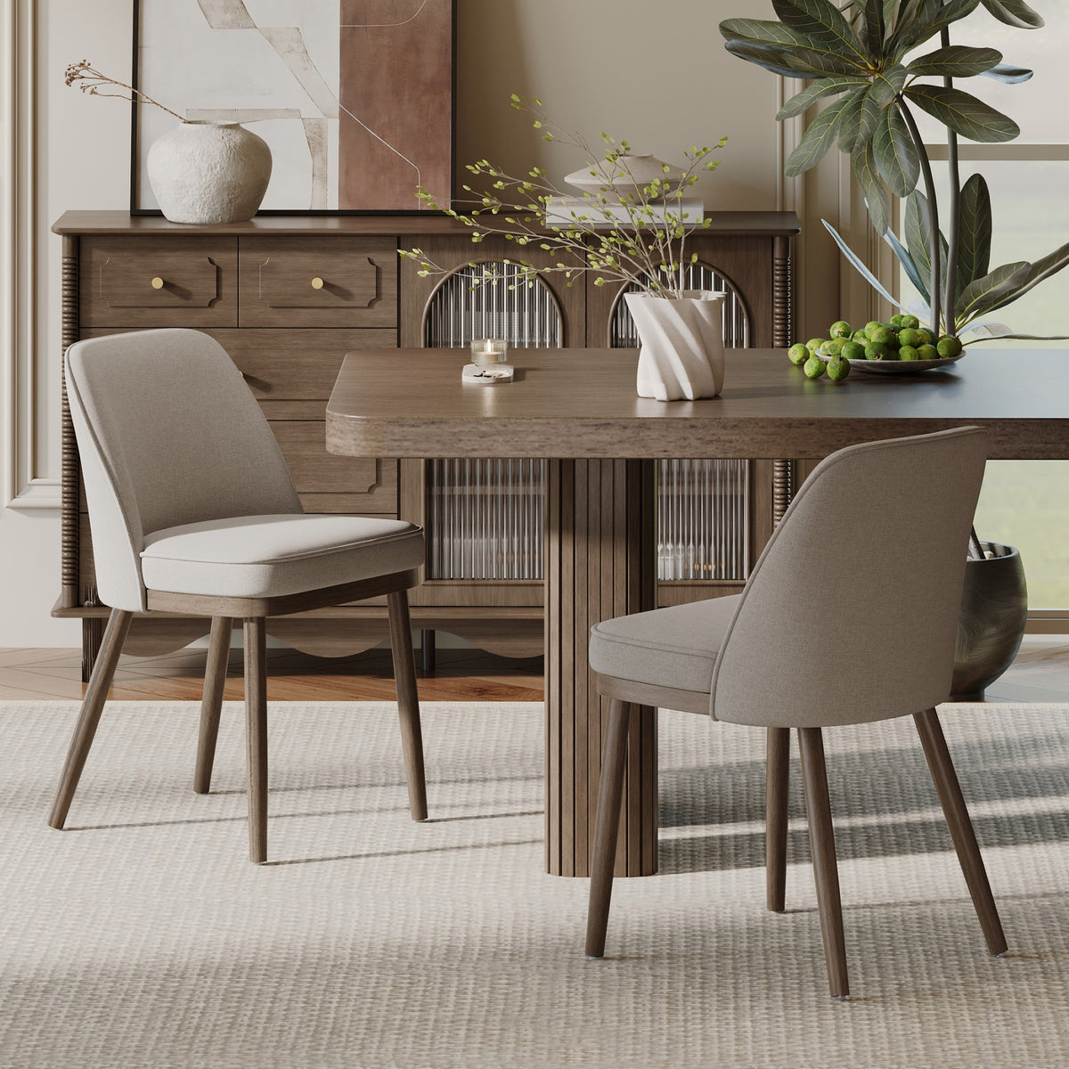 AFO Modern Dining Chairs, Upholstered Fabric Dining Room Chairs with High-Rebound Seat & Curved Backrest