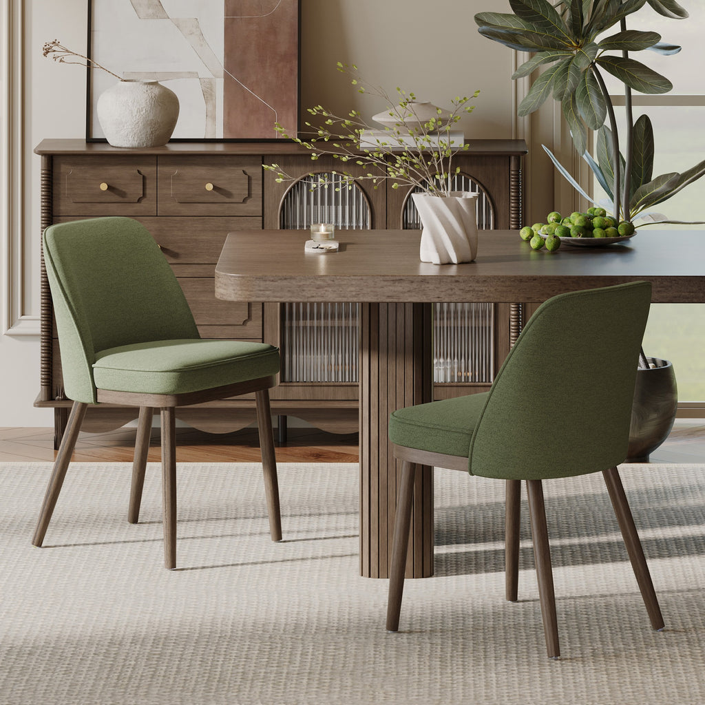AFO Modern Dining Chairs, Upholstered Fabric Dining Room Chairs with High-Rebound Seat & Curved Backrest