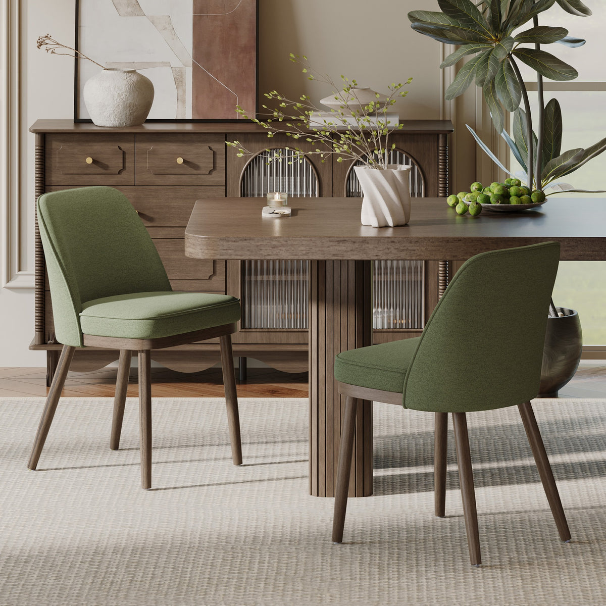 AFO Modern Dining Chairs, Upholstered Fabric Dining Room Chairs with High-Rebound Seat & Curved Backrest