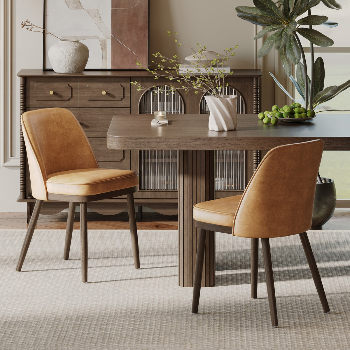 AFO Modern Dining Chairs, Upholstered Fabric Dining Room Chairs with High-Rebound Seat & Curved Backrest
