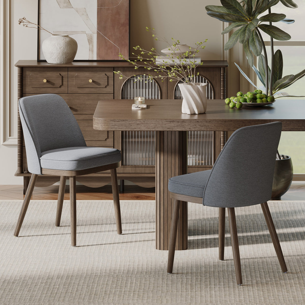 AFO Modern Dining Chairs, Upholstered Fabric Dining Room Chairs with High-Rebound Seat & Curved Backrest