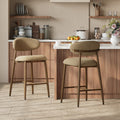 AFO Upholstered Counter Height Bar Stools, Kitchen Bar Stools With Ergonomic Curved Back & Footrest, Modern Counter Chairs for Kitchen Island Dining Room