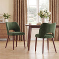 AFO Modern Velvet Dining Chair with Solid Wood Legs, Ergonomic Curved Side Chairs for Dining Room, Cafe and Kitchen