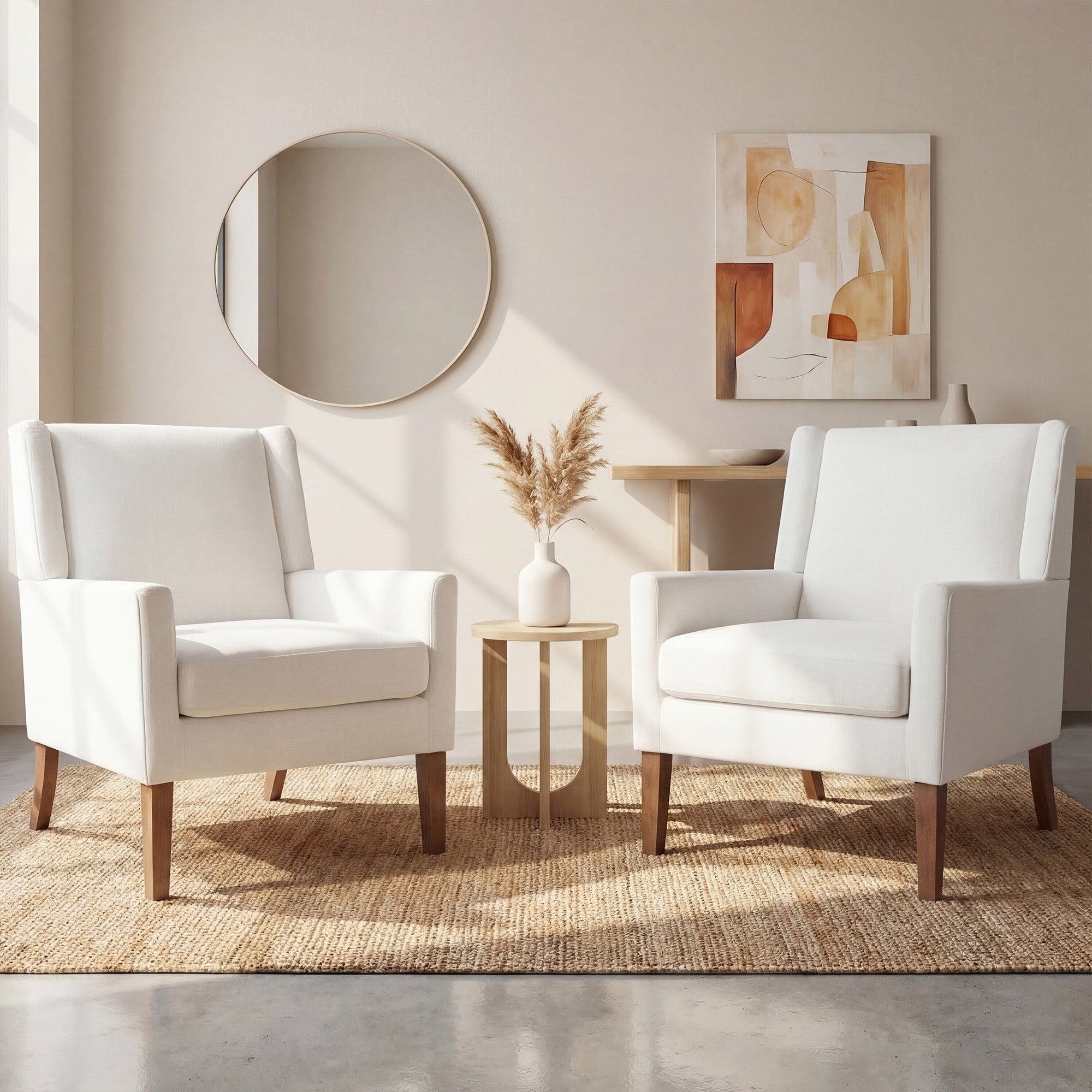 AFO Upholstered Modern Accent Chair with Wood Legs