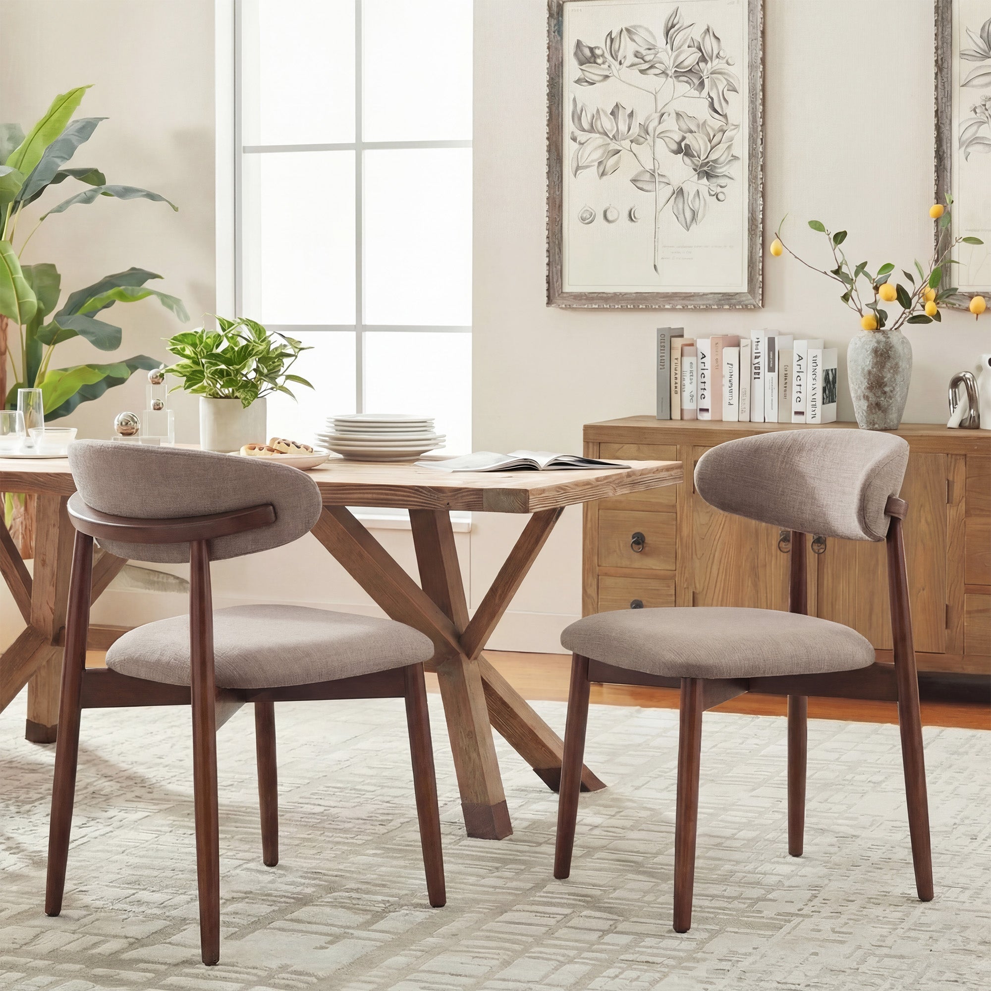 AFO Upholstered Dining Chairs – Fabric Seat, Solid Wood Frame