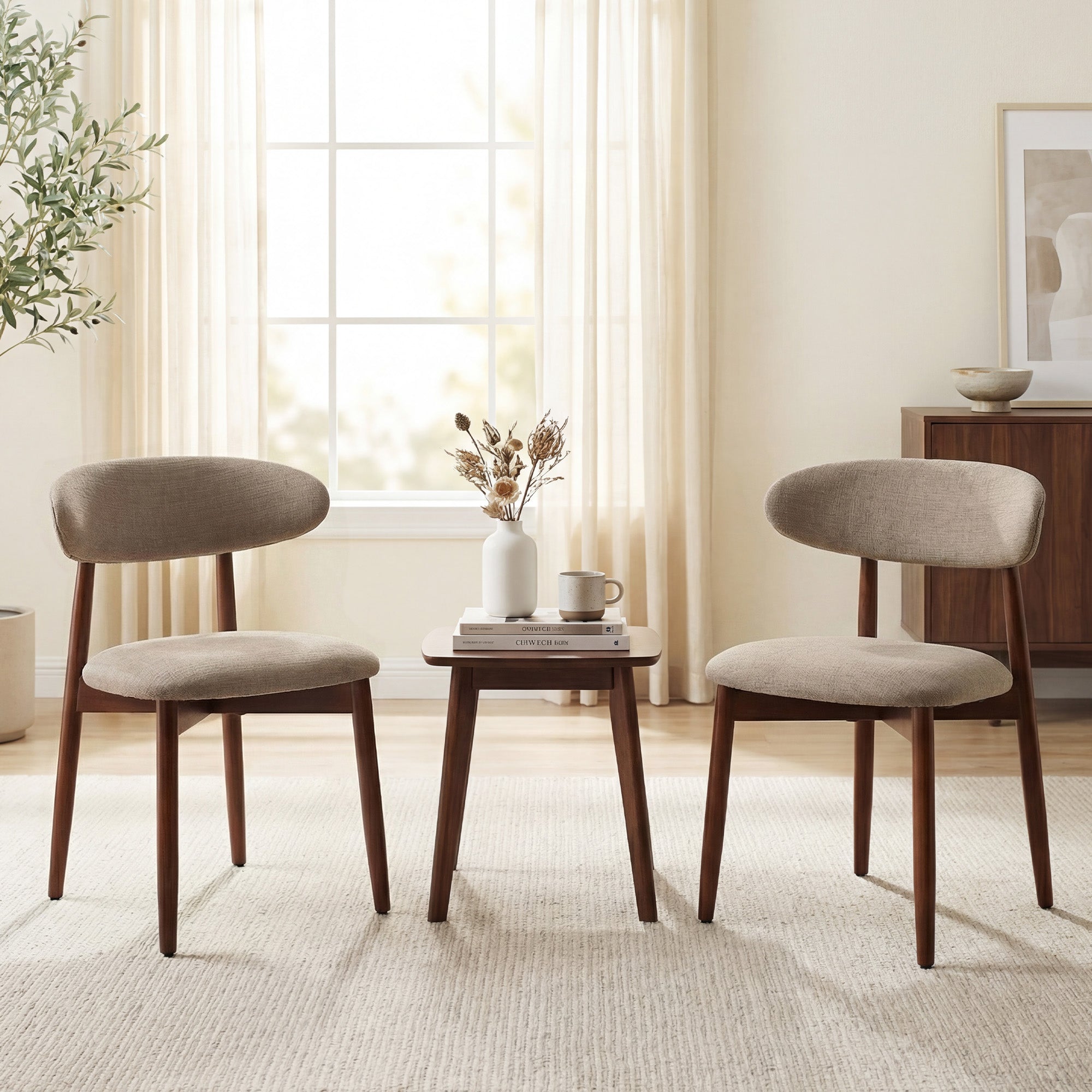 AFO Upholstered Dining Chairs – Fabric Seat, Solid Wood Frame