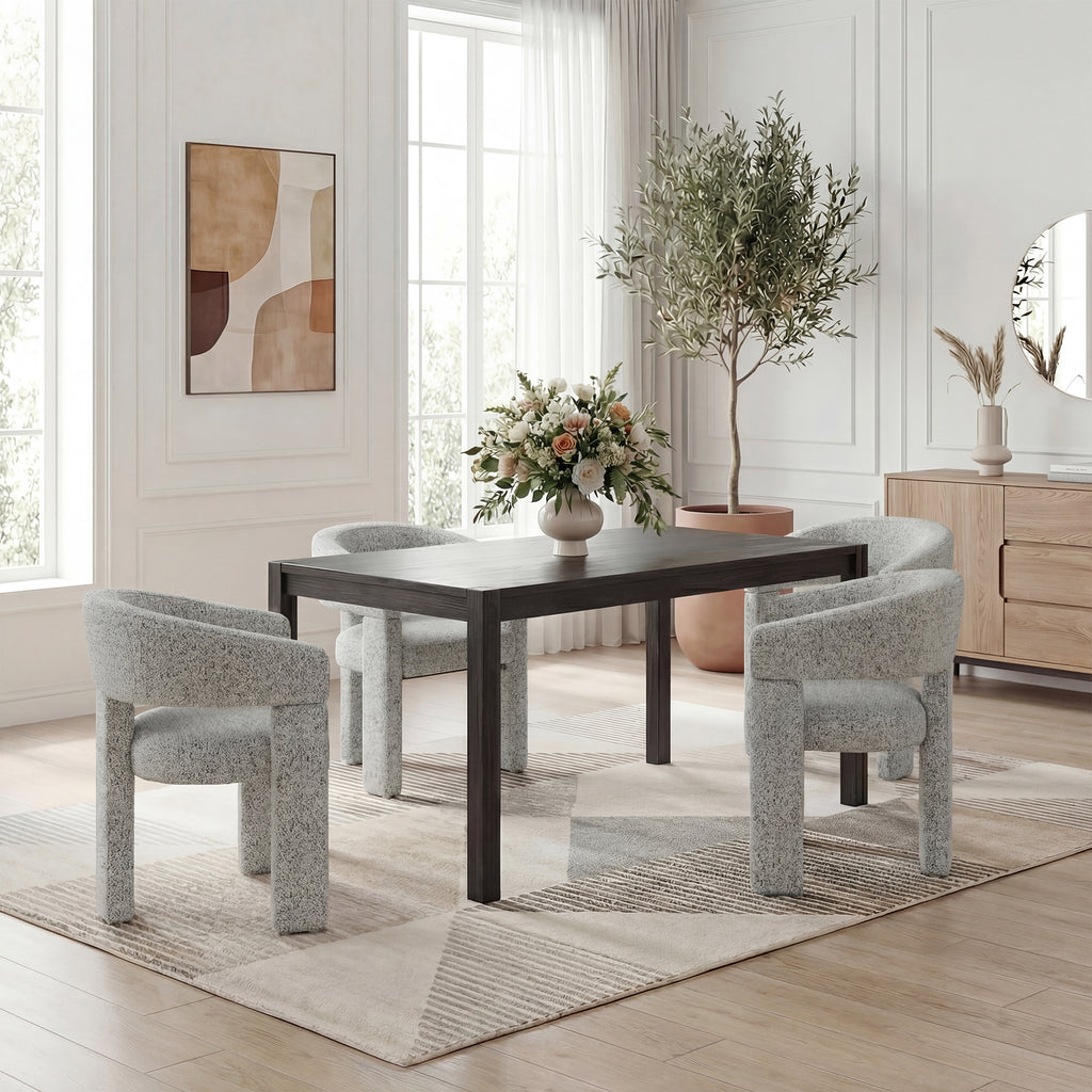 AFO Modern Chenille Dining Chair with Solid Wood Legs & Ergonomic Back