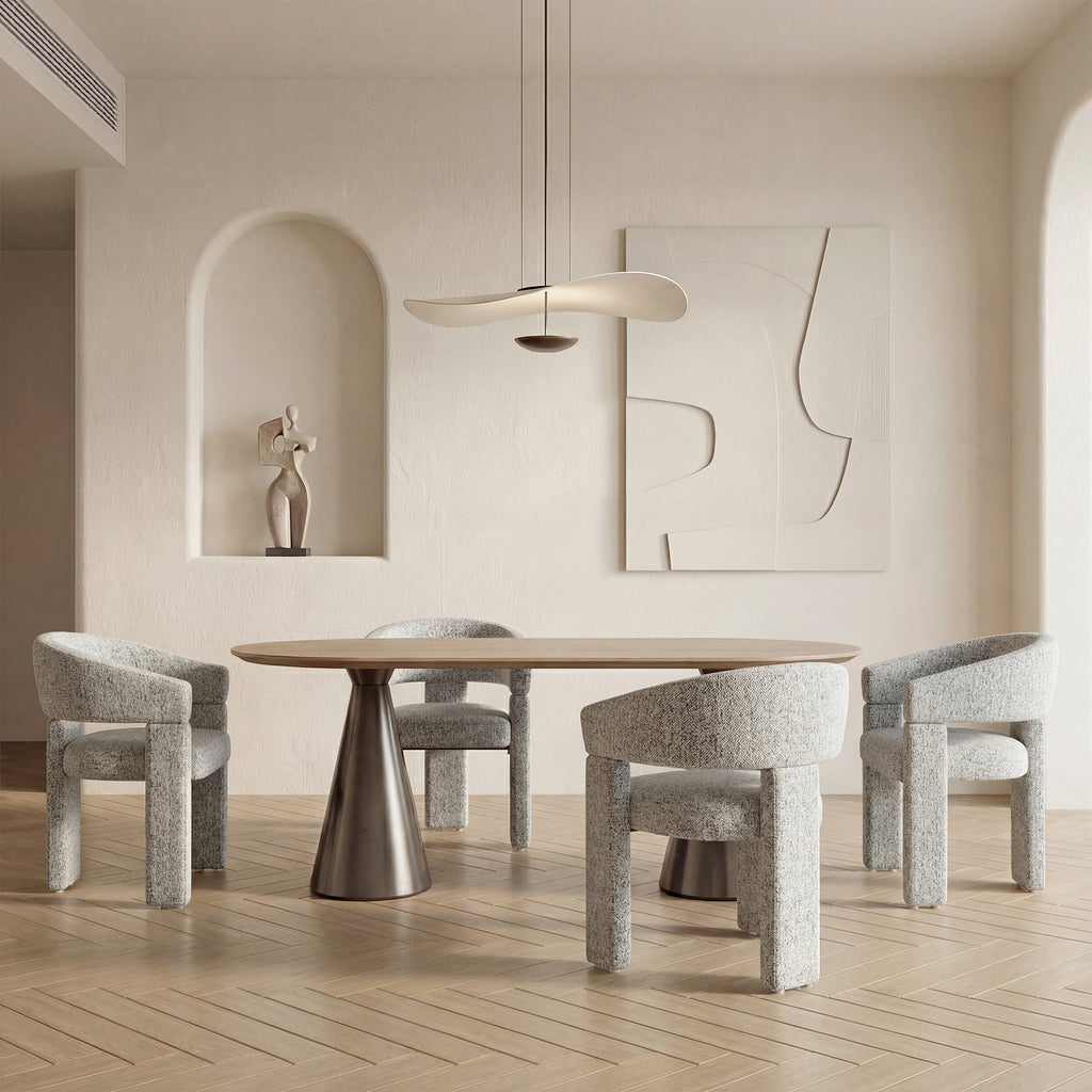 AFO Modern Chenille Dining Chair with Solid Wood Legs & Ergonomic Back