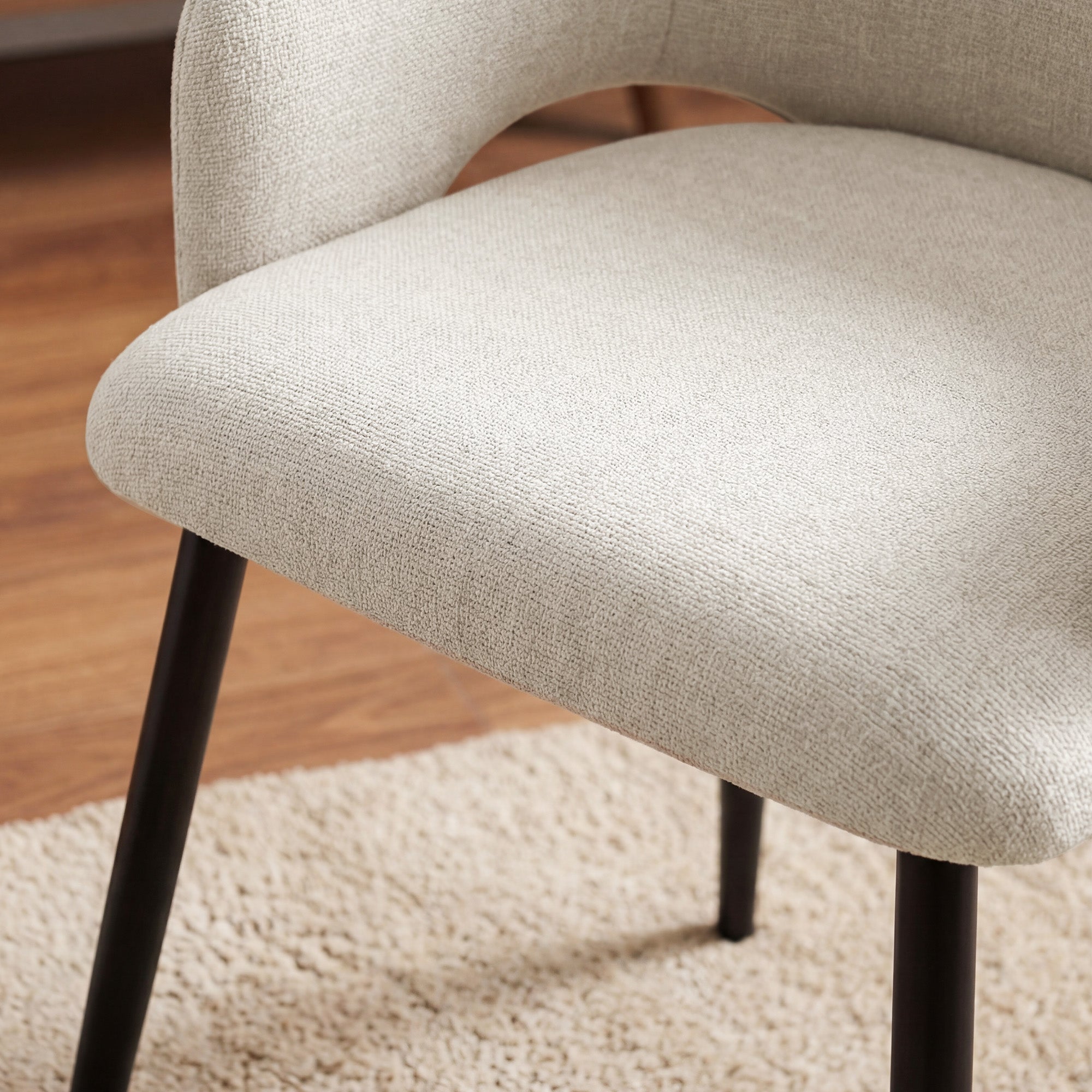 AFO Modern Chenille Dining Chair with Metal Legs & Ergonomic Back