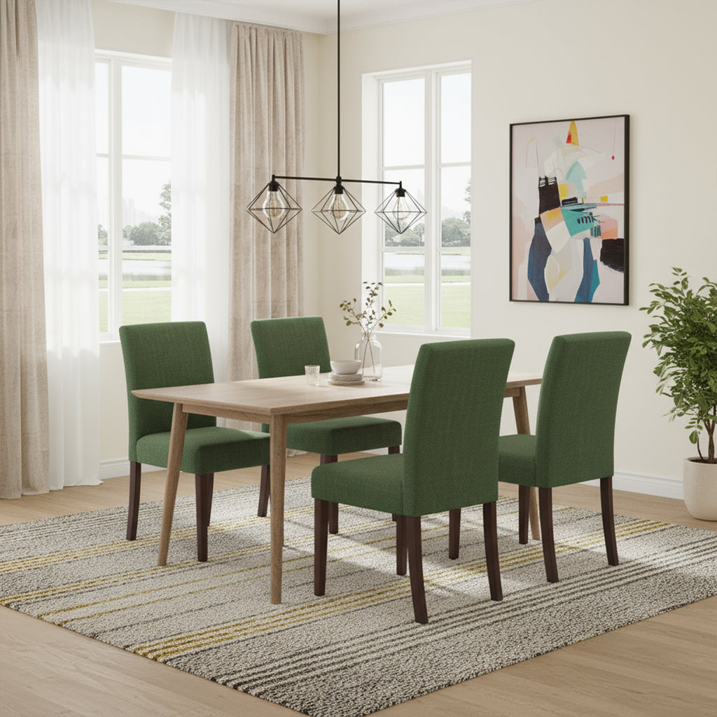 Upholstered Parsons Dining Chairs with Wood Legs and High Back for Kitchen, Dining Room, or Restaurant