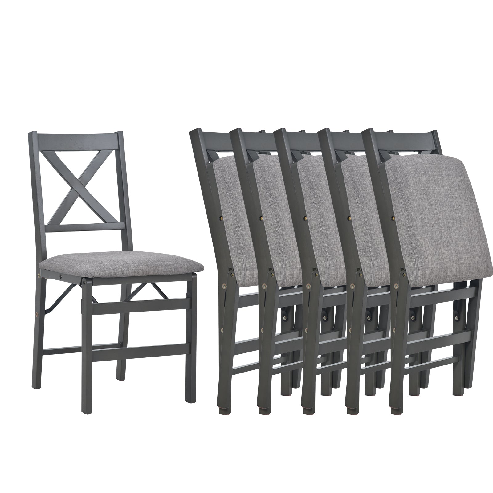 Foldable Solid Wood Cross-Back Dining Chairs Set of 2