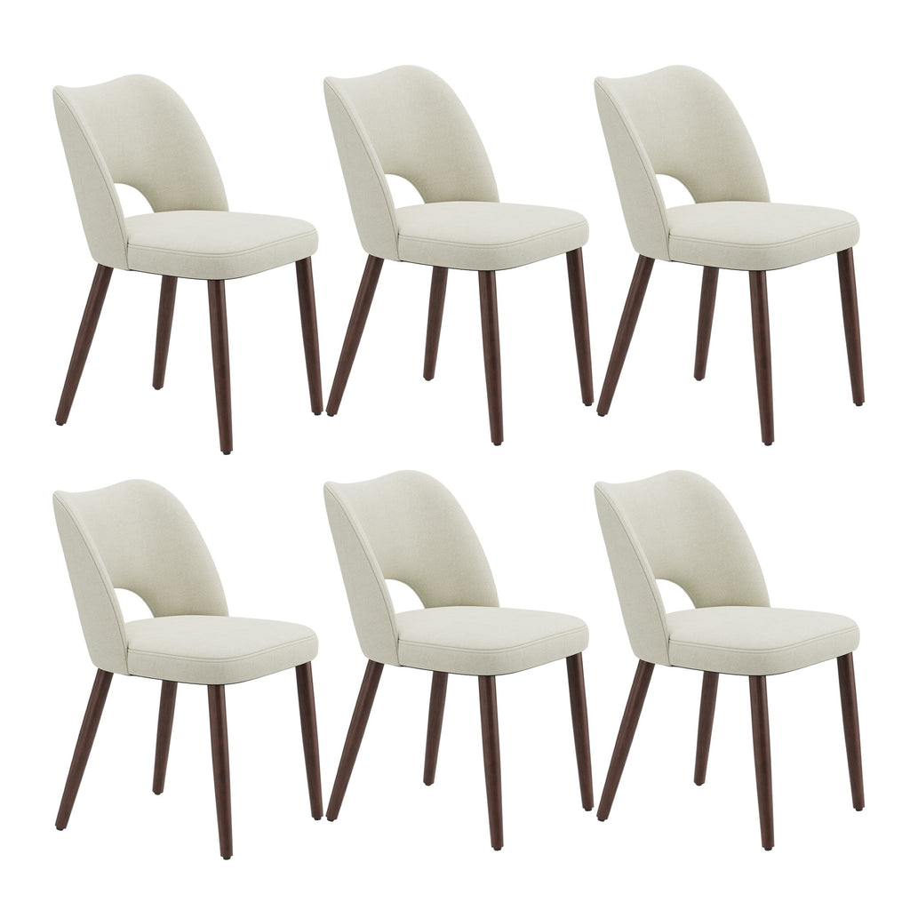 AFO Upholstered Fabric Dining Chairs, Ergonomic Curved Kitchen Side Chairs with Solid Wood Legs, For Dining Room, Living Room, Cafe & Kitchen