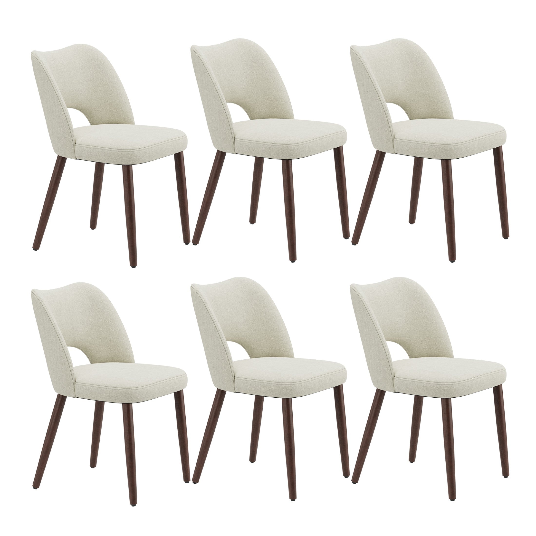 AFO Upholstered Fabric Dining Chairs, Ergonomic Curved Kitchen Side Chairs with Solid Wood Legs, For Dining Room, Living Room, Cafe & Kitchen