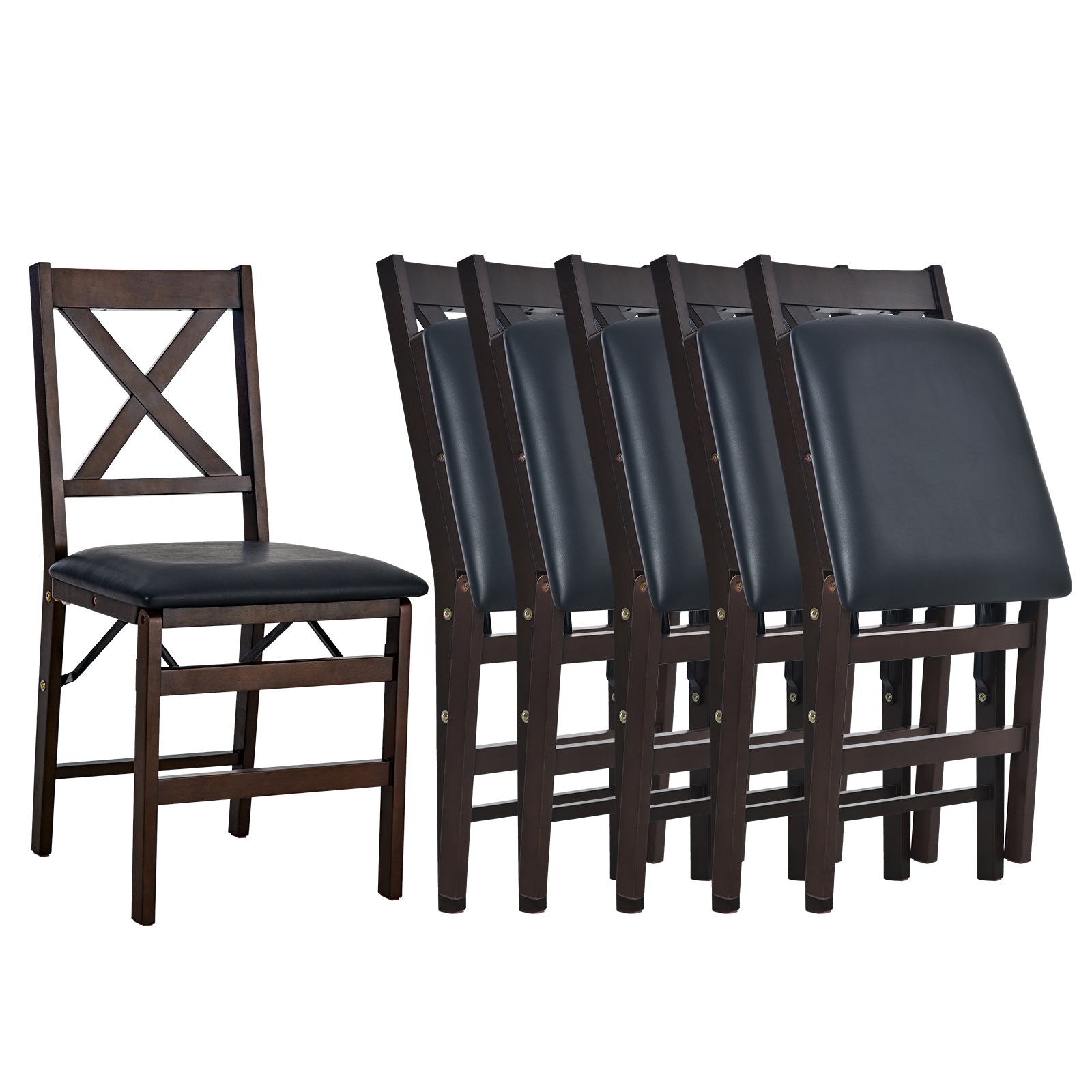 Foldable Solid Wood Cross-Back Dining Chairs Set of 2