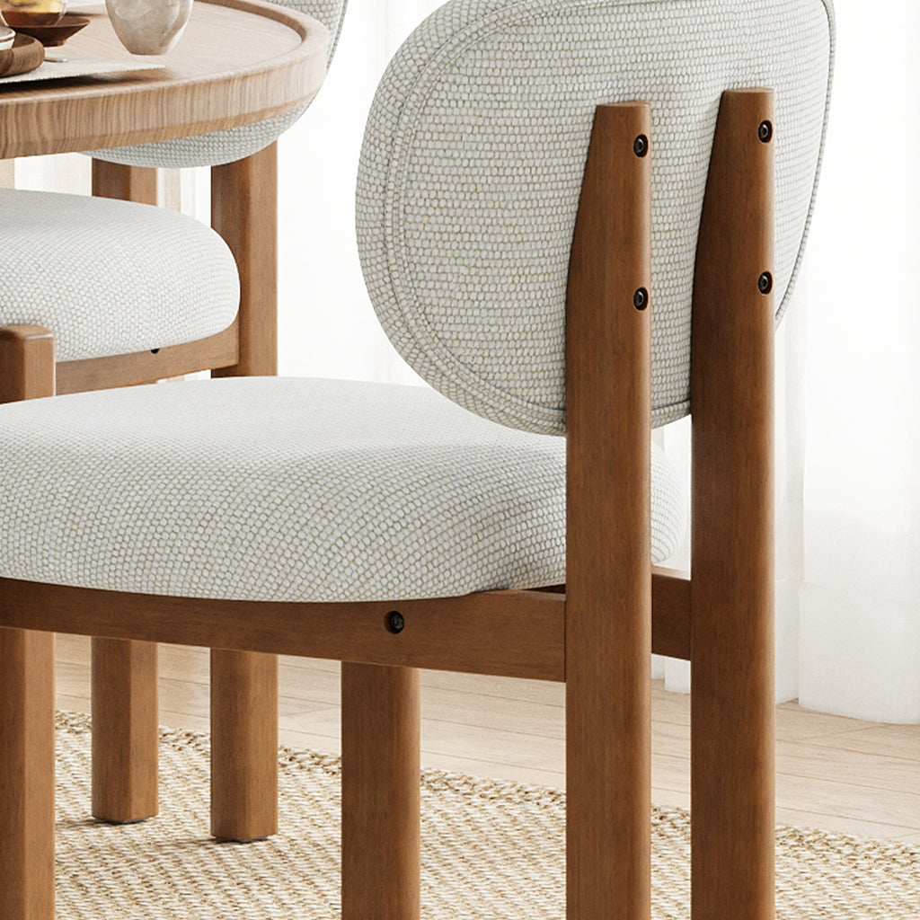 Dining Chairs with Wood Legs, Upholstered Side Chairs with Ergonomic Backrest for Dining Room and Kitchen