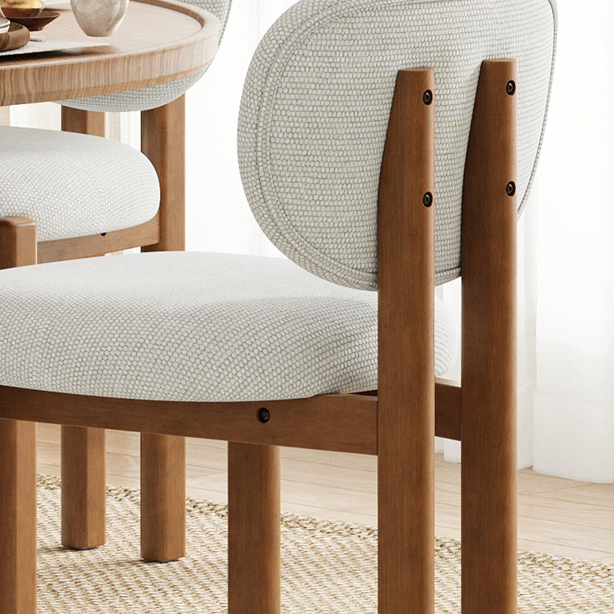 Dining Chairs with Wood Legs, Upholstered Side Chairs with Ergonomic Backrest for Dining Room and Kitchen