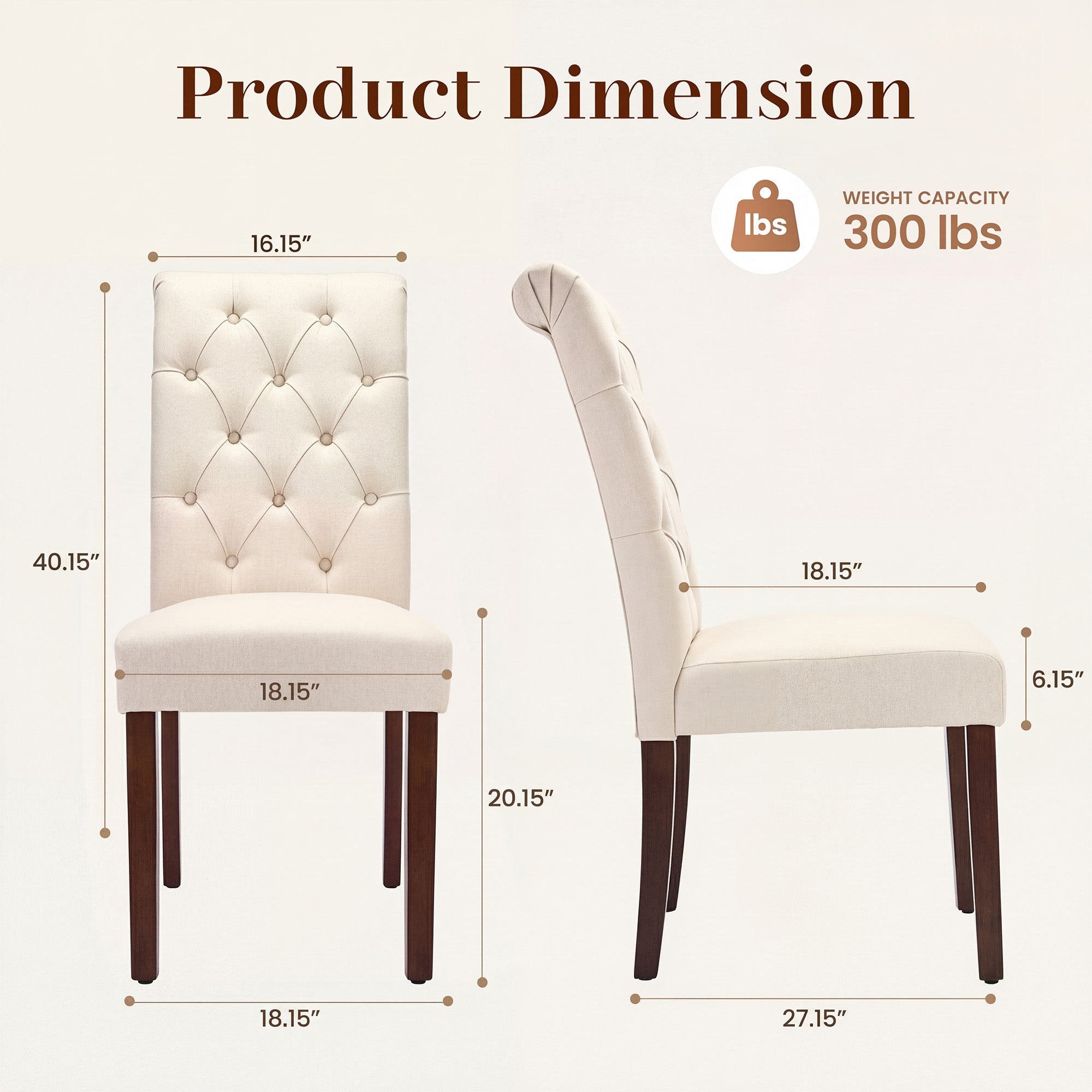 AFO Upholstered Button Tufted High Back Dining Chair
