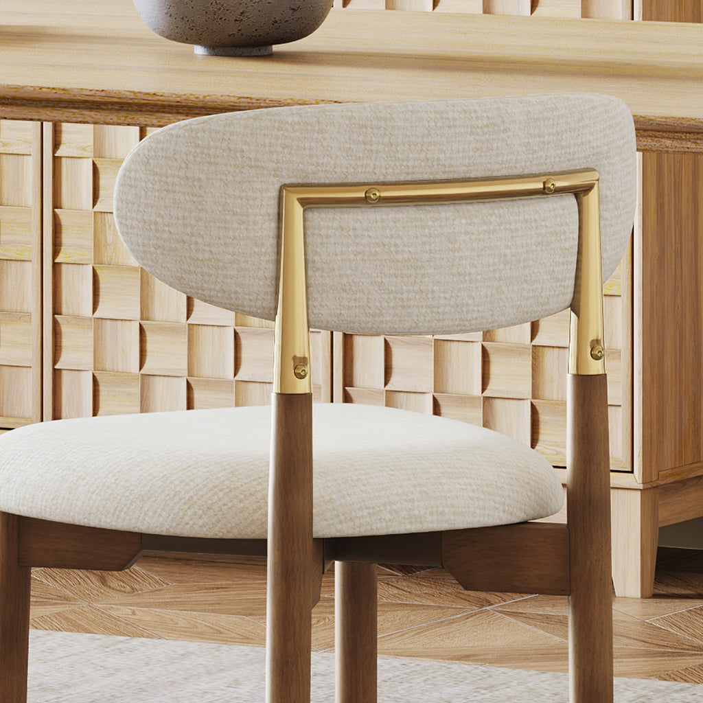 AFO Dining Chairs, Chenille Upholstered Kitchen Side Chairs with Wood Legs and Backrest for Modern Mid-Century Dining Room and Restaurant