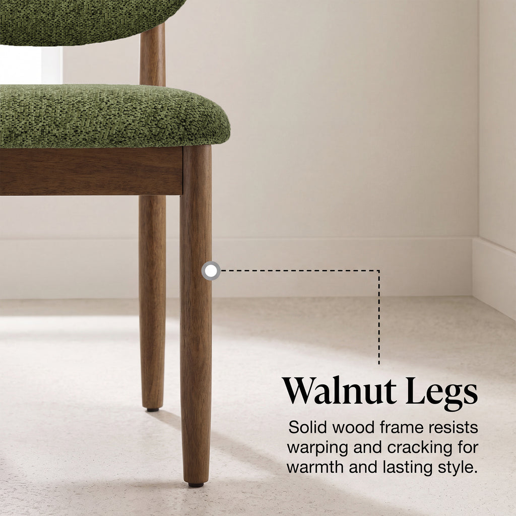 AFO Dining Chairs Solid Wood Upholstered Dining Chairs with Textured Chenille Fabric, Walnut Finish