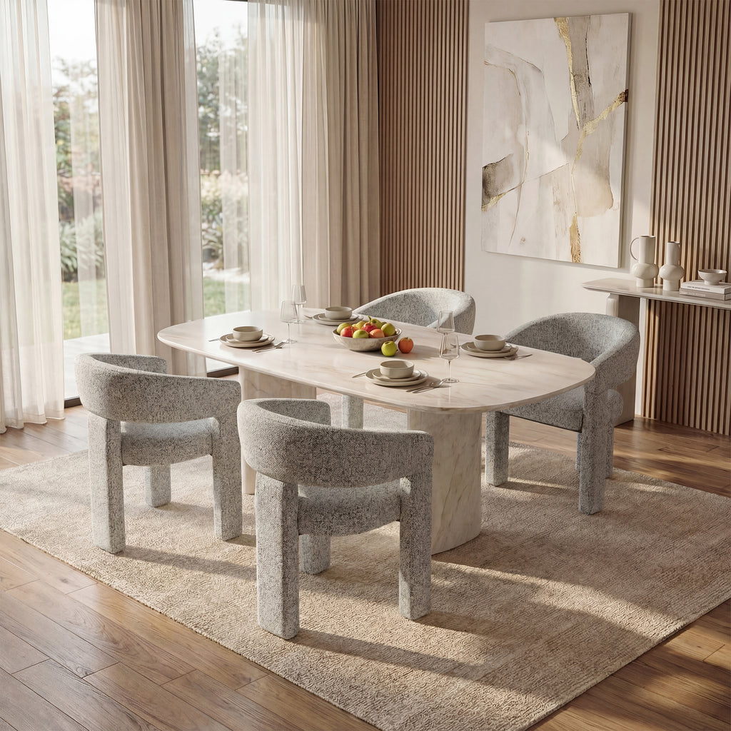 AFO Modern Chenille Dining Chair with Solid Wood Legs & Ergonomic Back