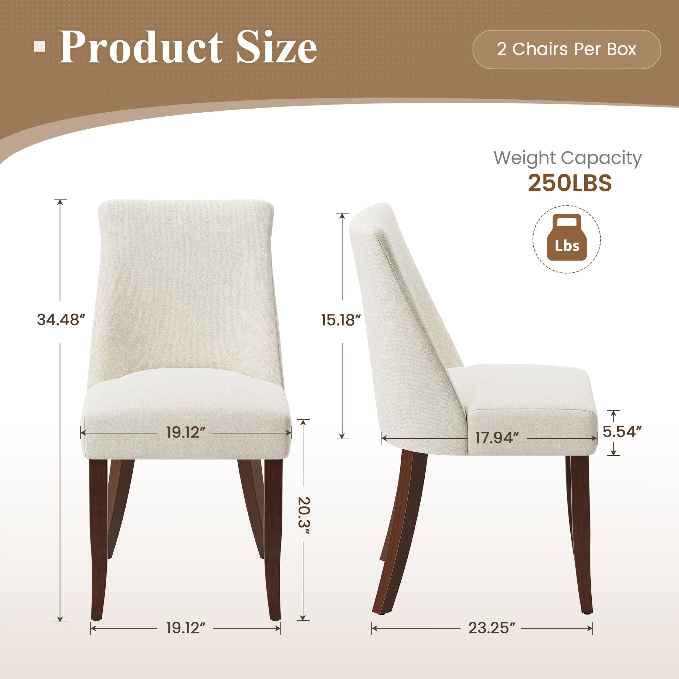 AFO Upholstered Fabric Dining Chairs with Solid Wood Legs & Padded Seat, Wood Mid Century Side Chairs for Kitchen Desk, Dining Room and Restaurant