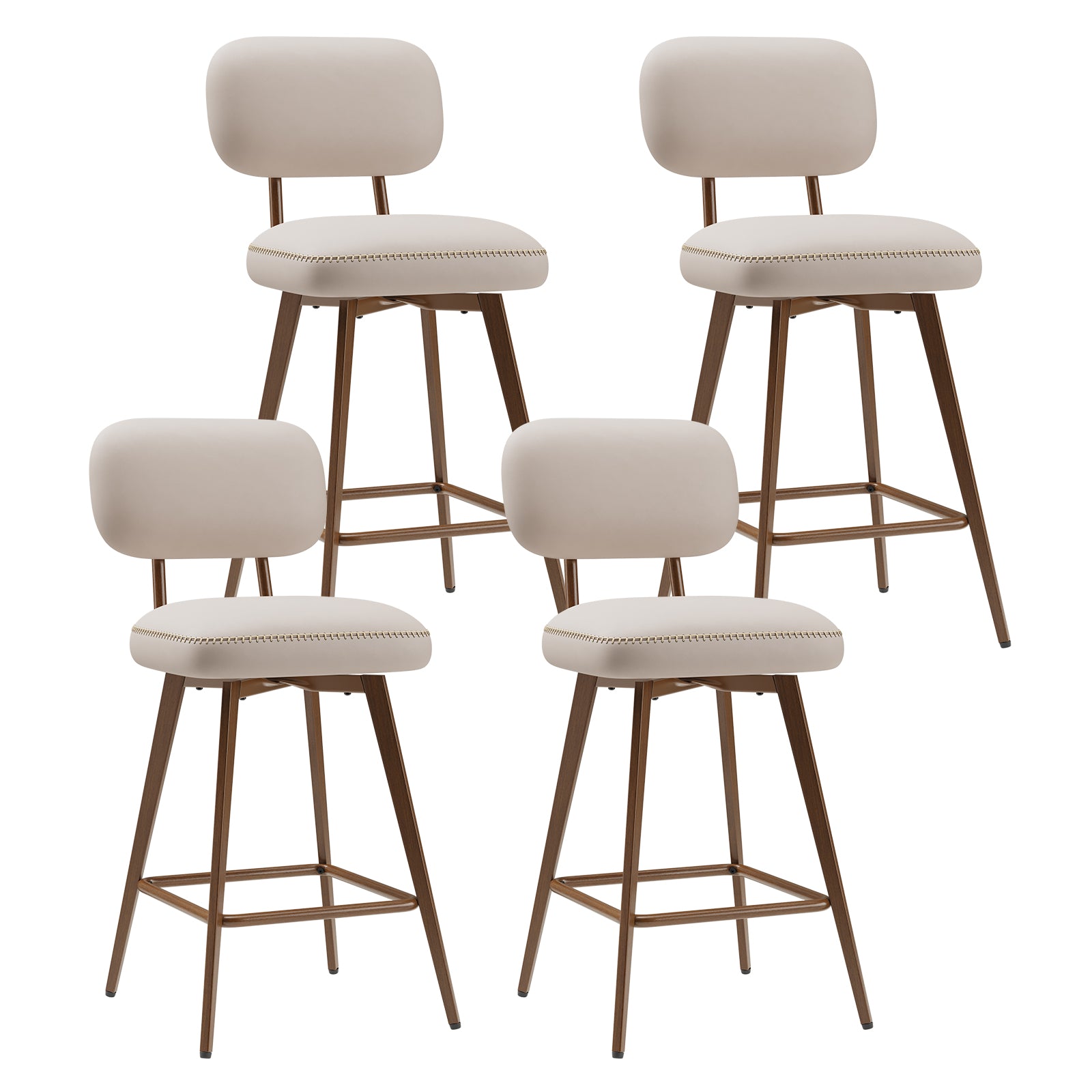 Swivel Faux Leather Counter Height Bar Stools for Kitchen Island, Café