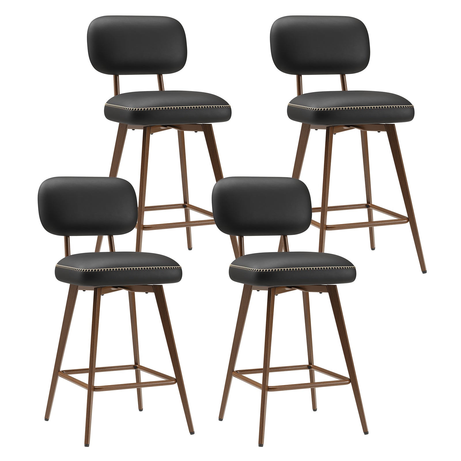 Swivel Faux Leather Counter Height Bar Stools for Kitchen Island, Café