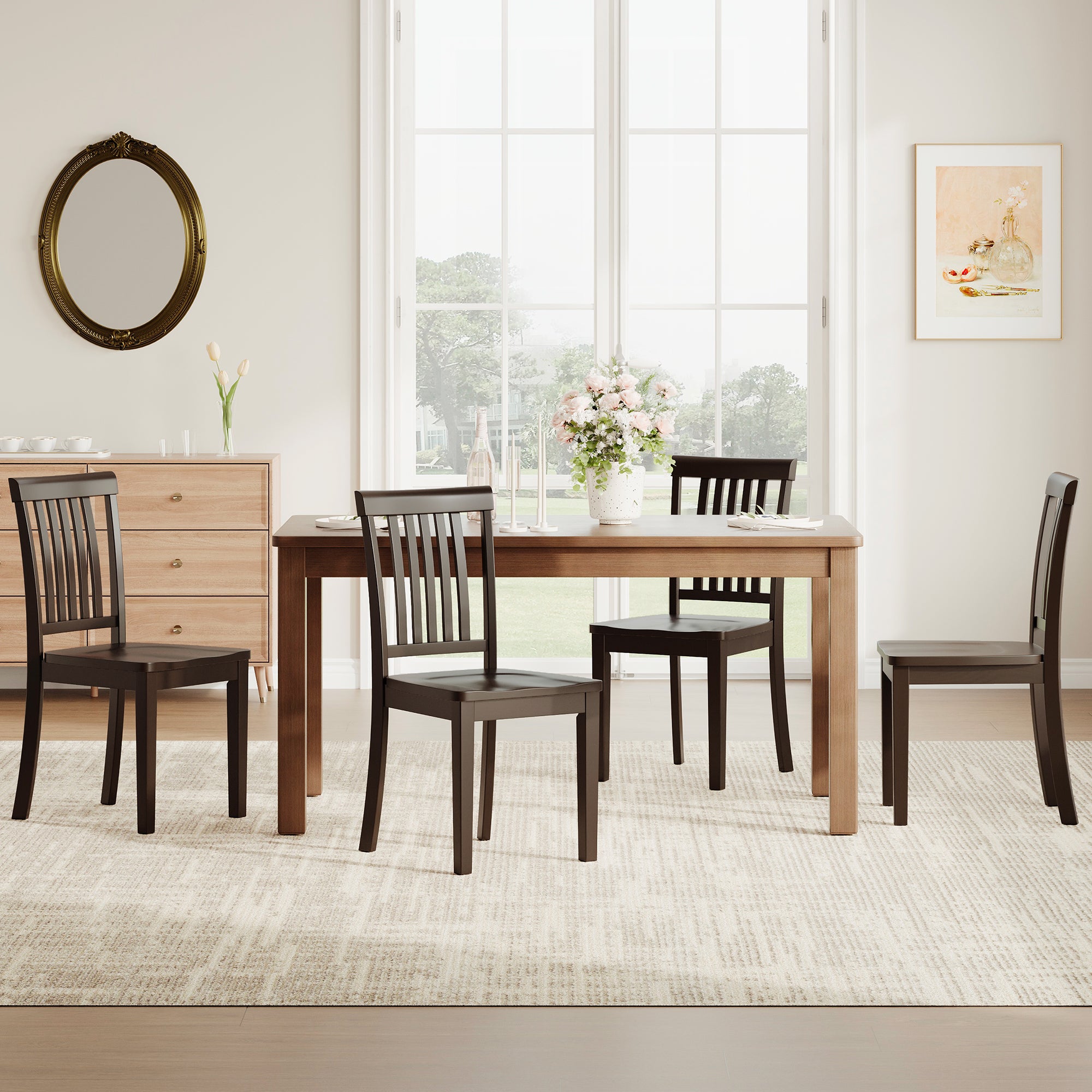 Wooden Windsor Dining Chairs Set of 2,for Kitchen,Dining Room