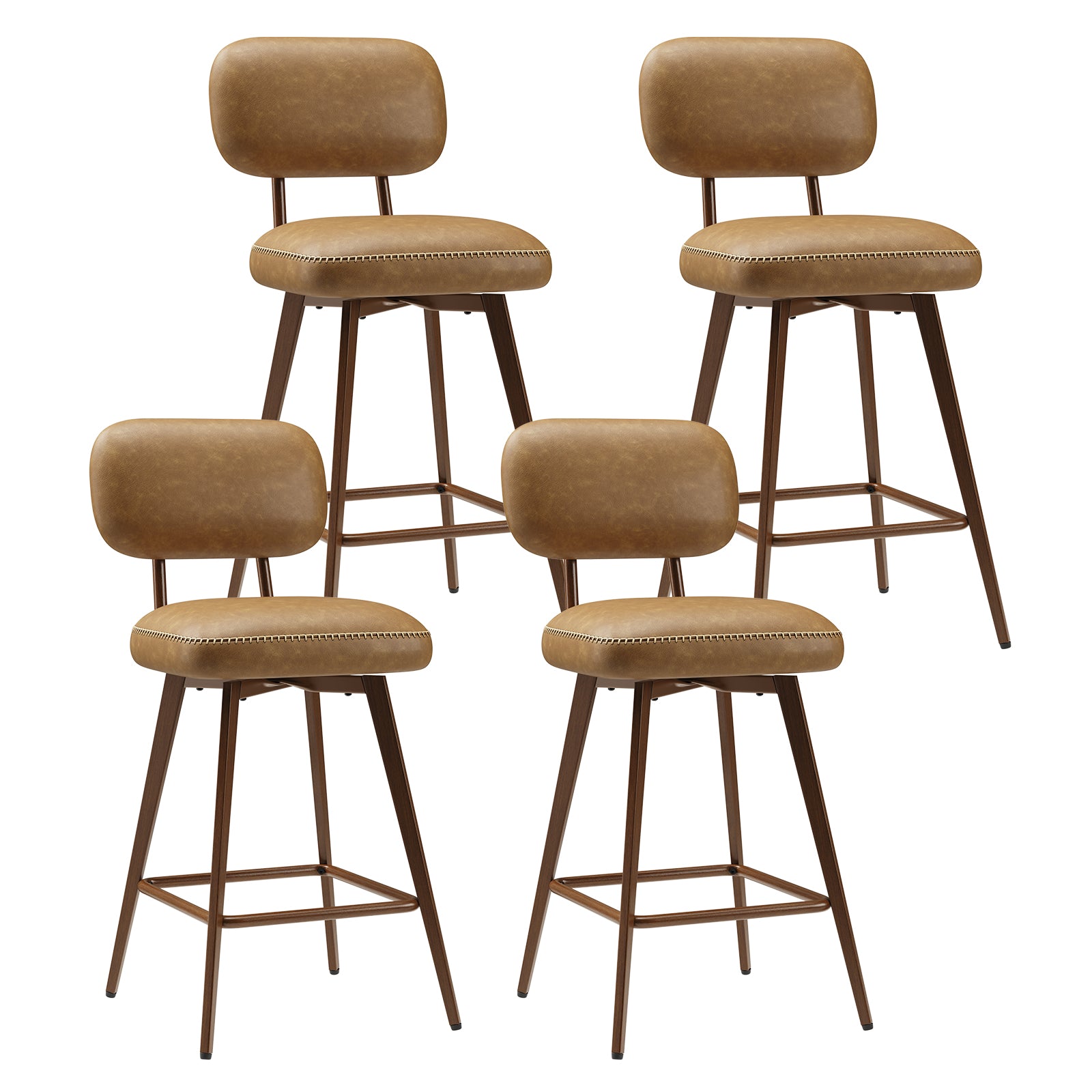 Swivel Faux Leather Counter Height Bar Stools for Kitchen Island, Café