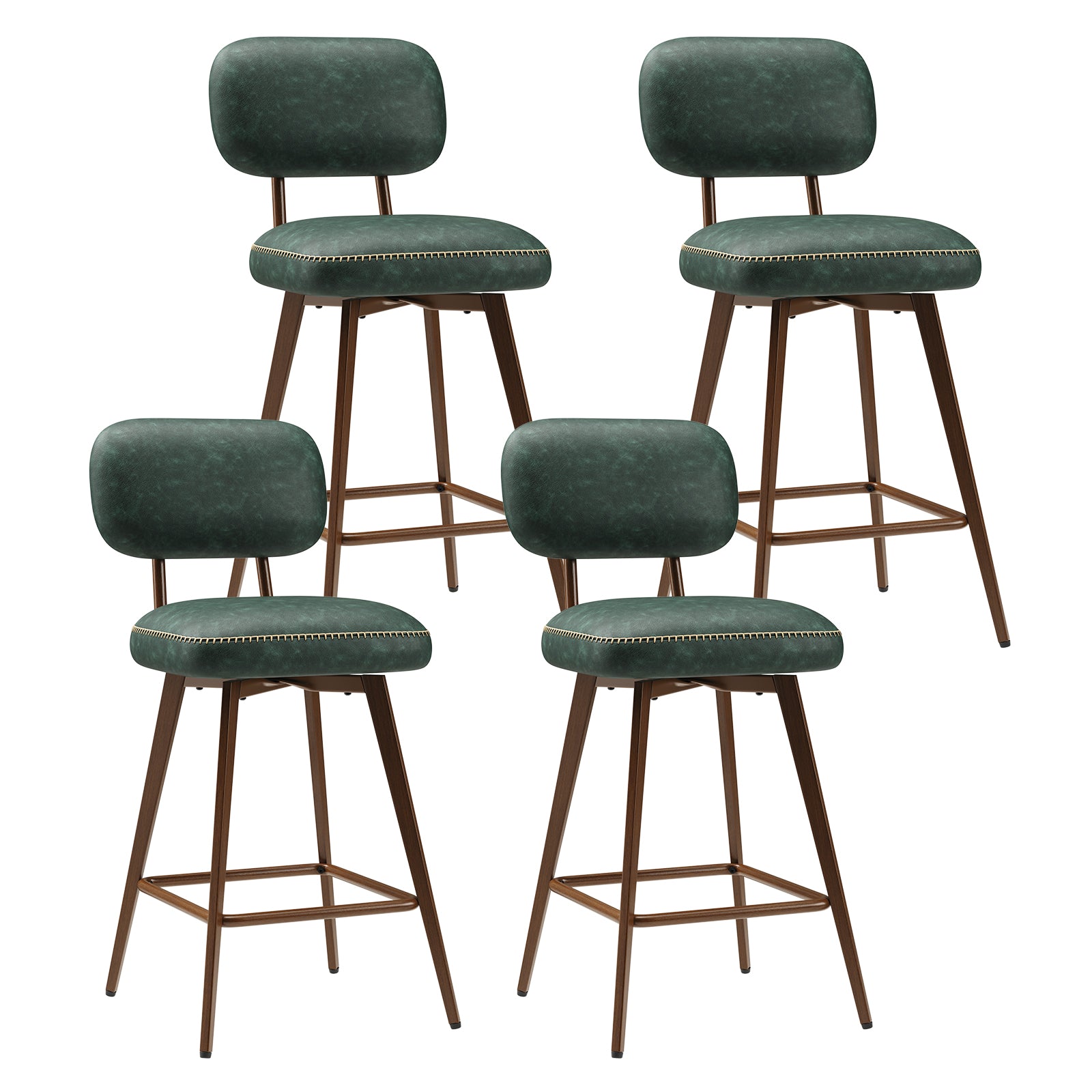 Swivel Faux Leather Counter Height Bar Stools for Kitchen Island, Café