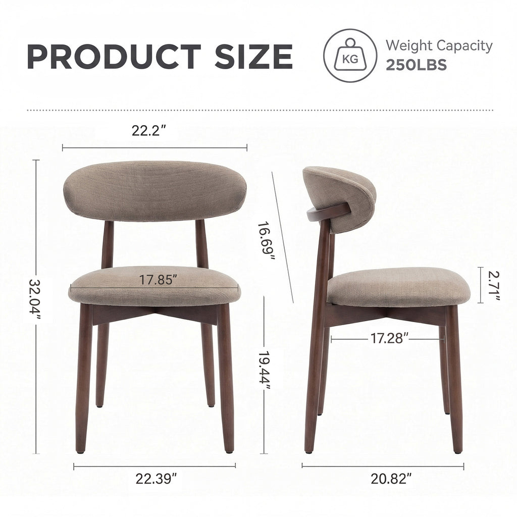 AFO Upholstered Dining Chairs – Fabric Seat, Solid Wood Frame