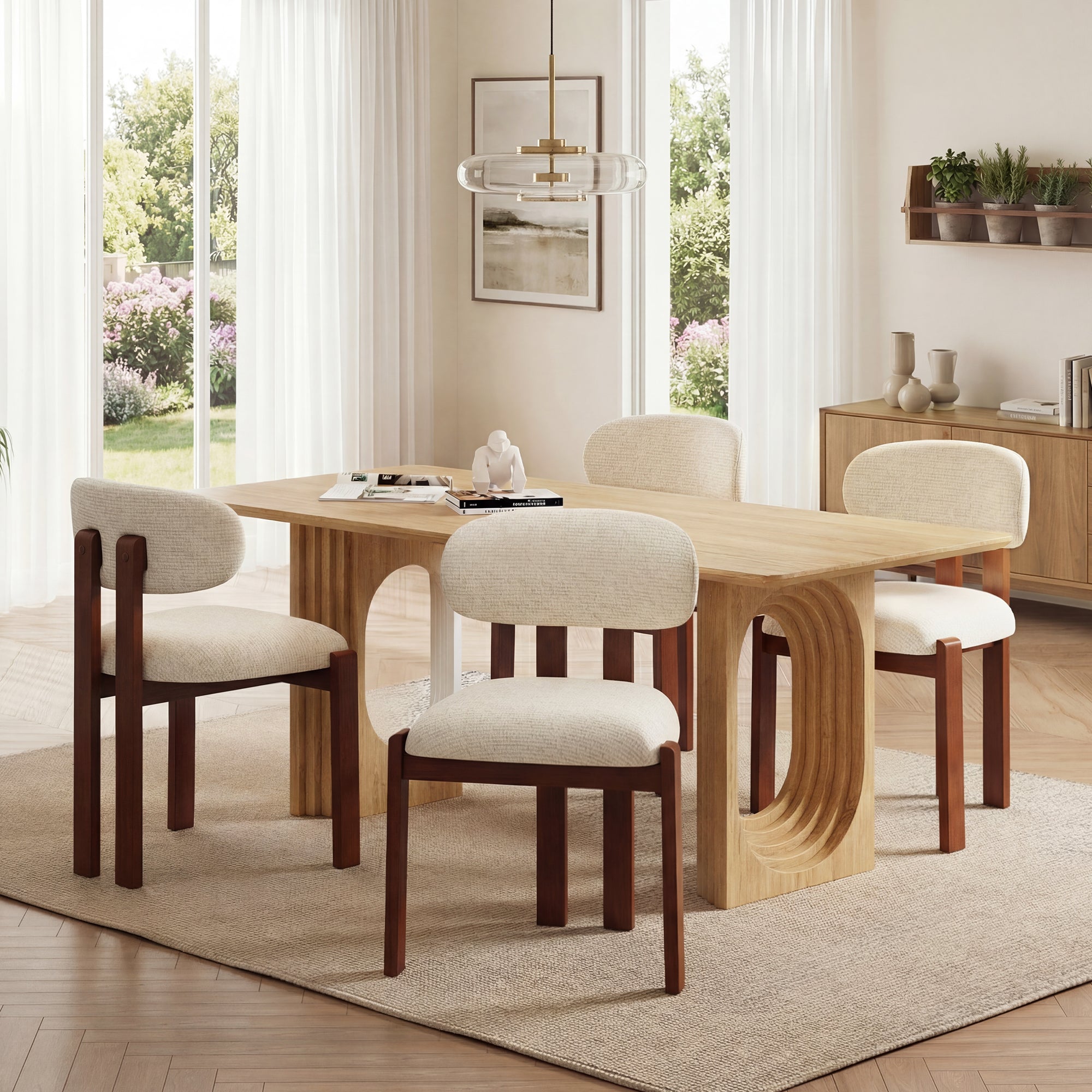 AFO Upholstered Dining Chairs with Wooden Legs