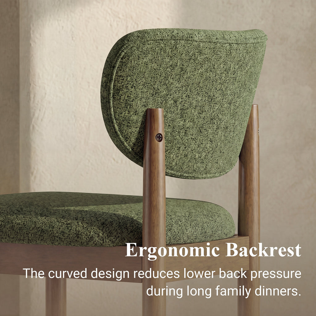 AFO Dining Chairs Solid Wood Upholstered Dining Chairs with Textured Chenille Fabric, Walnut Finish