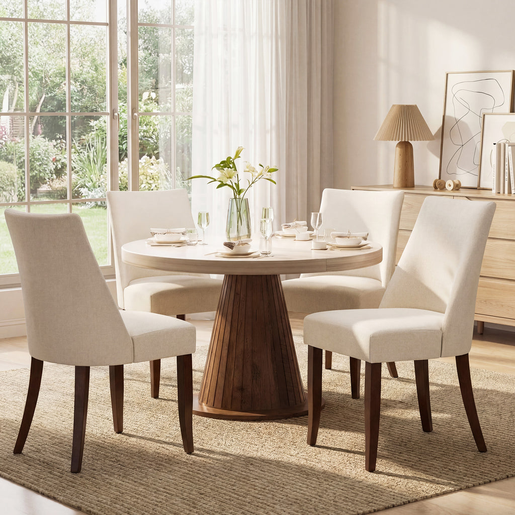Upholstered Dining Chair Wood Mid Century Side Chair for Kitchen Desk, Dining Room