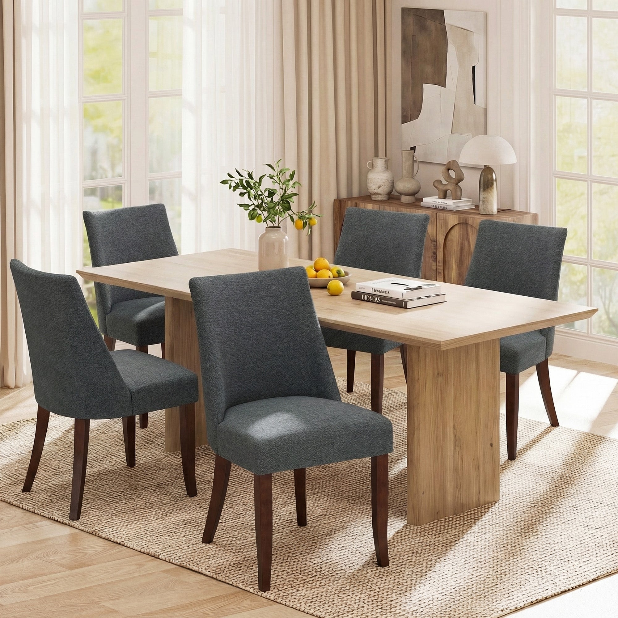 Upholstered Dining Chair Wood Mid Century Side Chair for Kitchen Desk, Dining Room