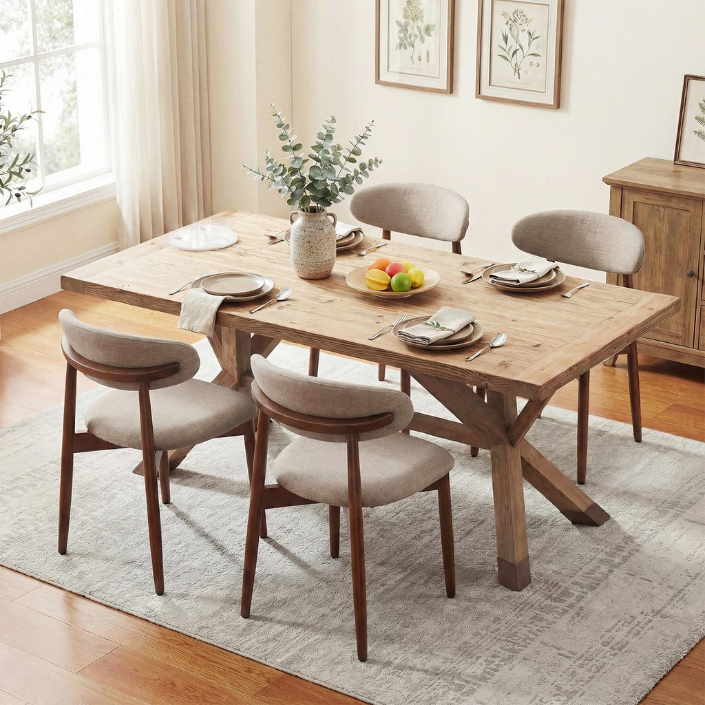 AFO Upholstered Dining Chairs – Fabric Seat, Solid Wood Frame